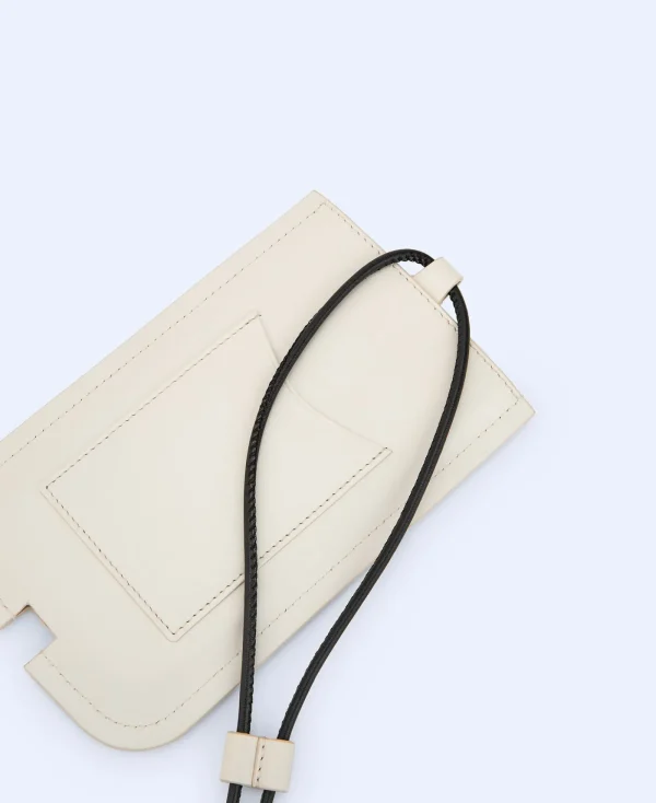 Adolfo Dominguez Accessoires Mobiles*Pochette Pour Telephone En Cuir Lisse Blanc Casse