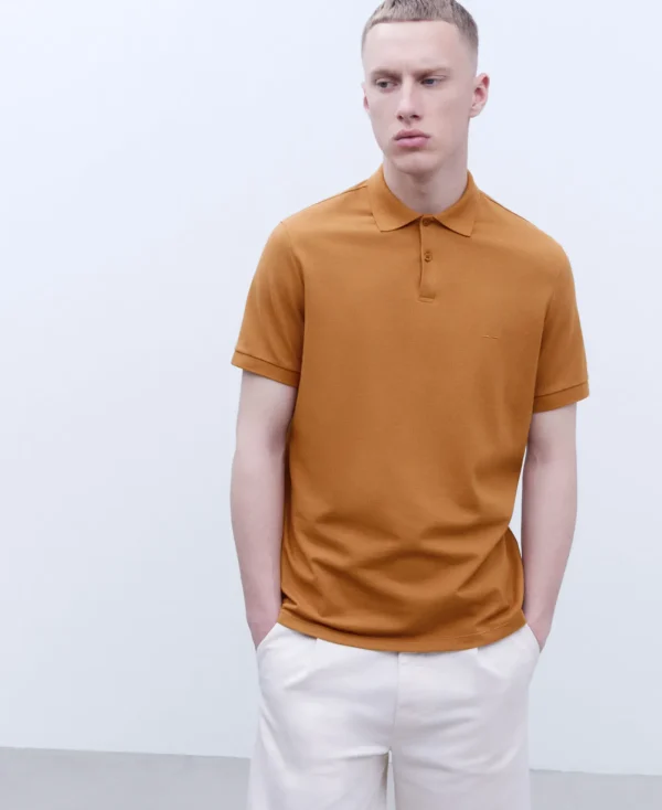 Adolfo Dominguez T-Shirts Et Polos*Polo A Deux Boutons En Coton Rouille