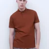 Adolfo Dominguez T-Shirts Et Polos*Polo A Deux Boutons En Coton Terracotta