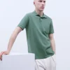 Adolfo Dominguez T-Shirts Et Polos*Polo A Deux Boutons En Coton Vert Gris