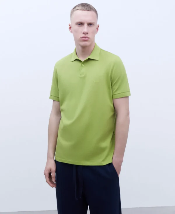 Adolfo Dominguez T-Shirts Et Polos*Polo A Deux Boutons En Coton Vert