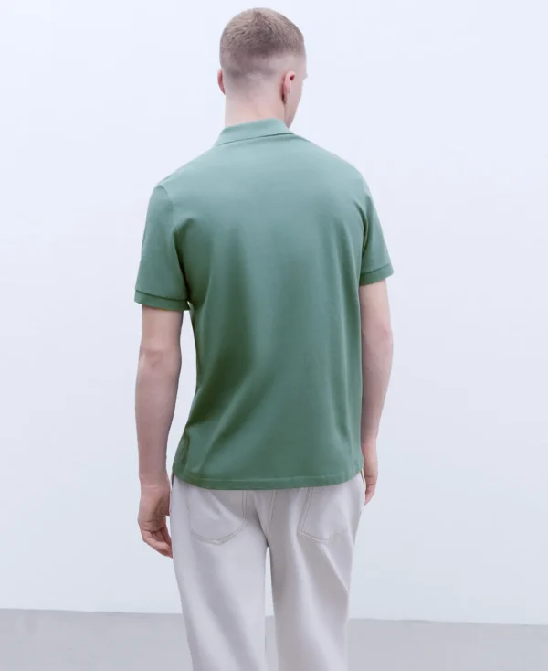 Adolfo Dominguez T-Shirts Et Polos*Polo A Deux Boutons En Coton Vert Gris