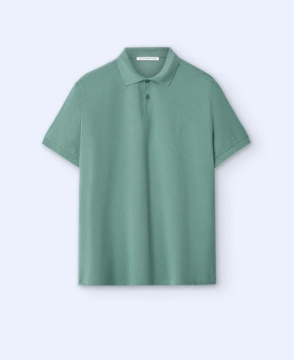 Adolfo Dominguez T-Shirts Et Polos*Polo A Deux Boutons En Coton Vert Gris