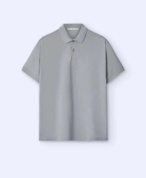 Adolfo Dominguez T-Shirts Et Polos*Polo A Deux Boutons En Coton Gris Clair