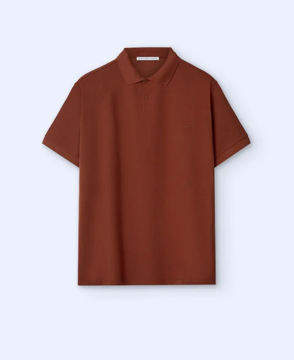 Adolfo Dominguez T-Shirts Et Polos*Polo A Deux Boutons En Coton Terracotta