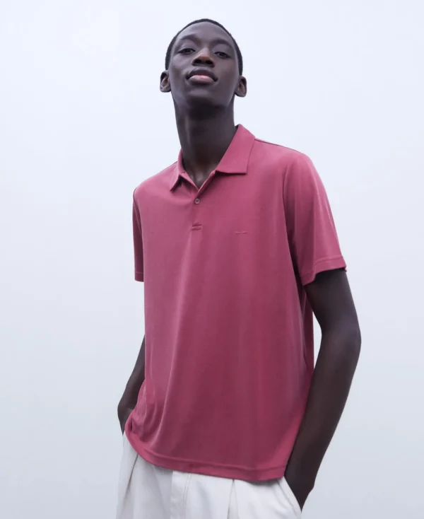 Adolfo Dominguez T-Shirts Et Polos*Polo A Deux Boutons En Modal Terracotta