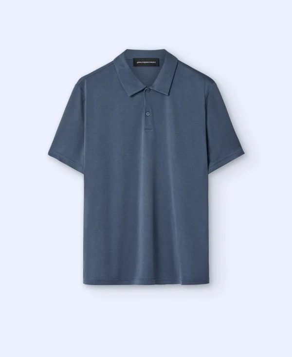 Adolfo Dominguez T-Shirts Et Polos*Polo A Deux Boutons En Modal Bleu Intense