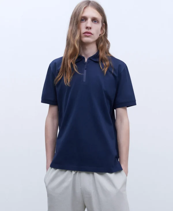 Adolfo Dominguez T-Shirts Et Polos*Polo En Coton Bleu Marine