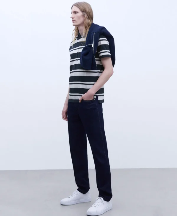 Adolfo Dominguez T-Shirts Et Polos*Polo Oversize A Rayures En Coton Rayures Blanches Et Bleues