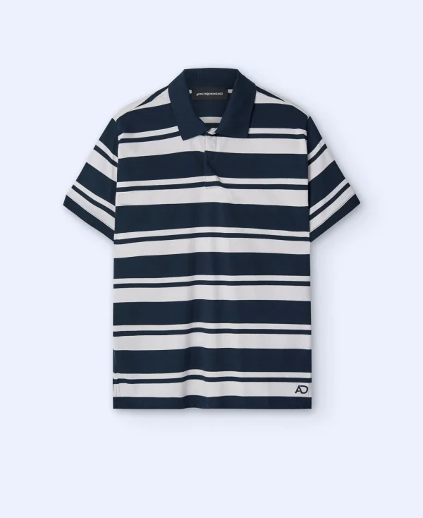 Adolfo Dominguez T-Shirts Et Polos*Polo Oversize A Rayures En Coton Rayures Blanches Et Bleues