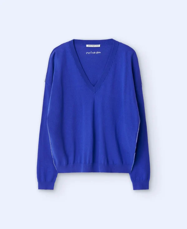 Adolfo Dominguez Maille*Pull A Col En V Cobalt