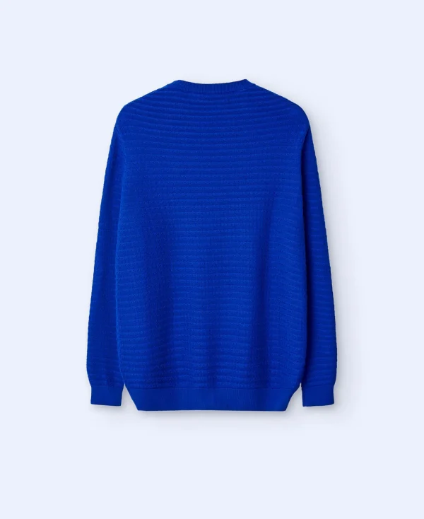 Adolfo Dominguez Mailles*Pull A Col Rond En Coton Cobalt