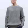 Adolfo Dominguez Mailles*Pull A Encolure Arrondie En Coton Gris Clair