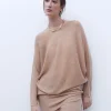 Adolfo Dominguez Maille*Pull A Manches Japonaises En Laine Merinos Camel