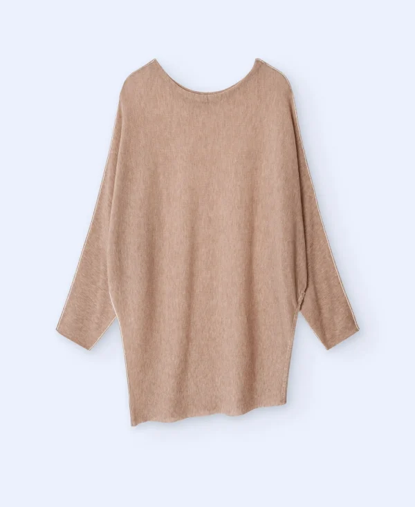 Adolfo Dominguez Maille*Pull A Manches Japonaises En Laine Merinos Camel