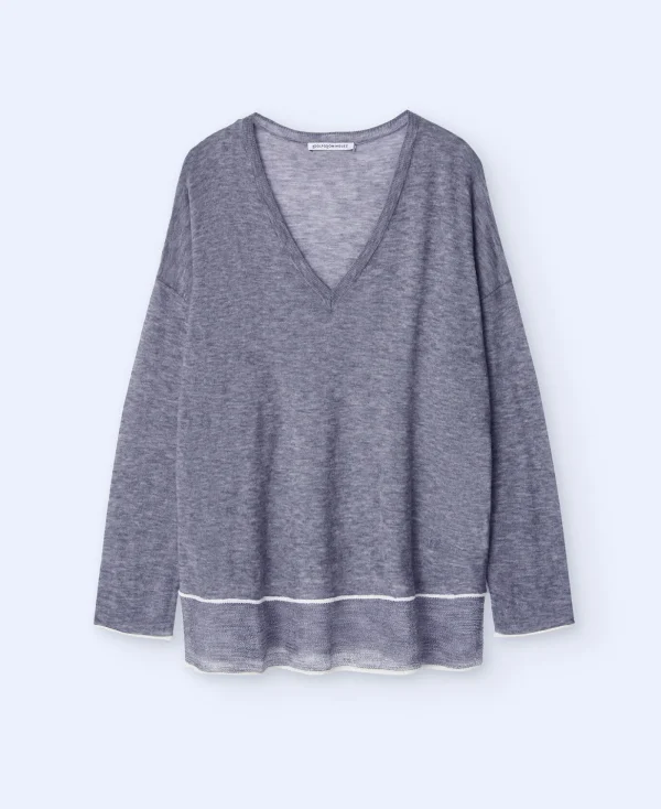 Adolfo Dominguez Maille*Pull En Laine Merinos Gris Chine