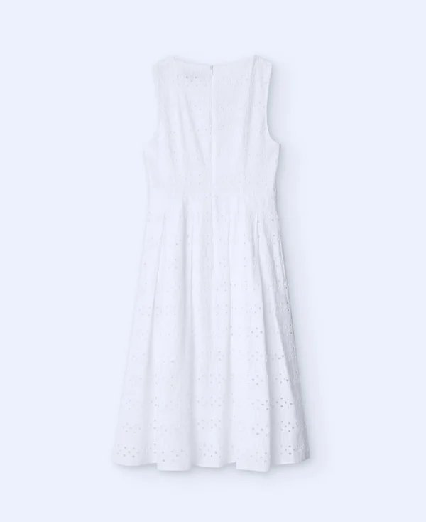 Adolfo Dominguez Robes & Combinaisons*Robe A Encolure Carree Avec Broderies Anglaises Blanc