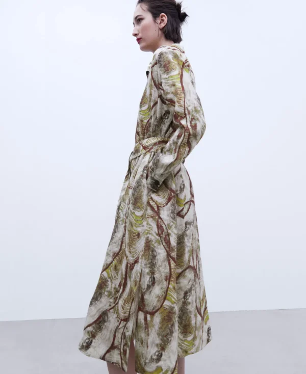 Adolfo Dominguez Robes & Combinaisons*Robe Chemisier Imprimee En Lin Multicolore