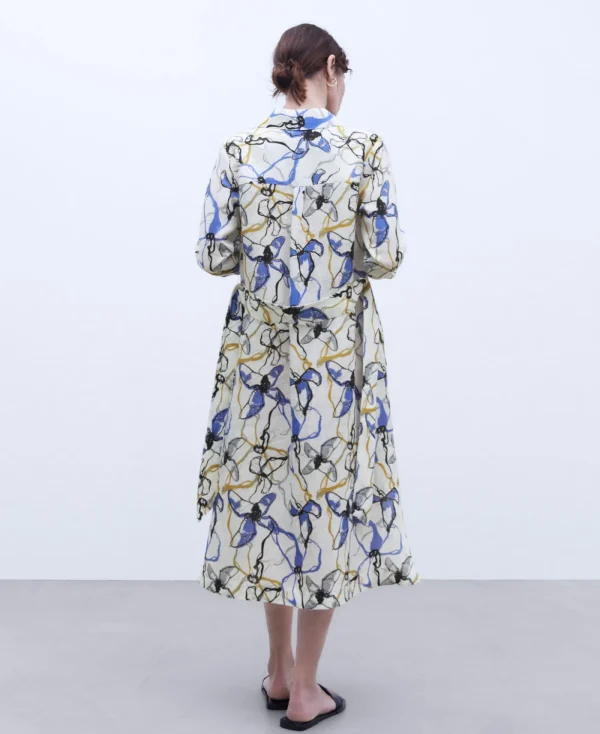 Adolfo Dominguez Robes & Combinaisons*Robe Chemisier Imprimee En Lin Imprime Floral