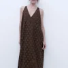 Adolfo Dominguez Robes & Combinaisons*Robe En Coton A La Ligne Evasee Chocolat