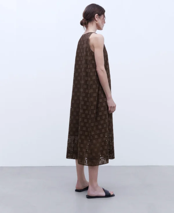 Adolfo Dominguez Robes & Combinaisons*Robe En Coton A La Ligne Evasee Chocolat