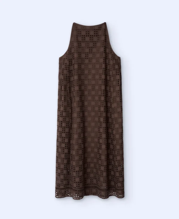 Adolfo Dominguez Robes & Combinaisons*Robe En Coton A La Ligne Evasee Chocolat