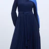 Adolfo Dominguez Robes & Combinaisons*Robe En Crinkle Bicolore Bleu