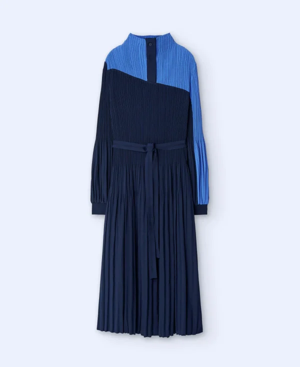 Adolfo Dominguez Robes & Combinaisons*Robe En Crinkle Bicolore Bleu