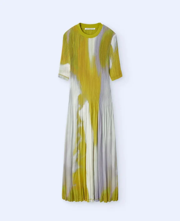 Adolfo Dominguez Robes & Combinaisons*Robe Imprimee En Crinkle Jaune Imprime