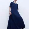 Adolfo Dominguez Robes & Combinaisons*Robe Longue A Decollete Rond Bleu Marine