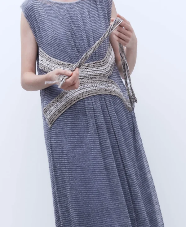 Adolfo Dominguez Robes & Combinaisons*Robe Longue Avec Application En Jacquard Gris Chine