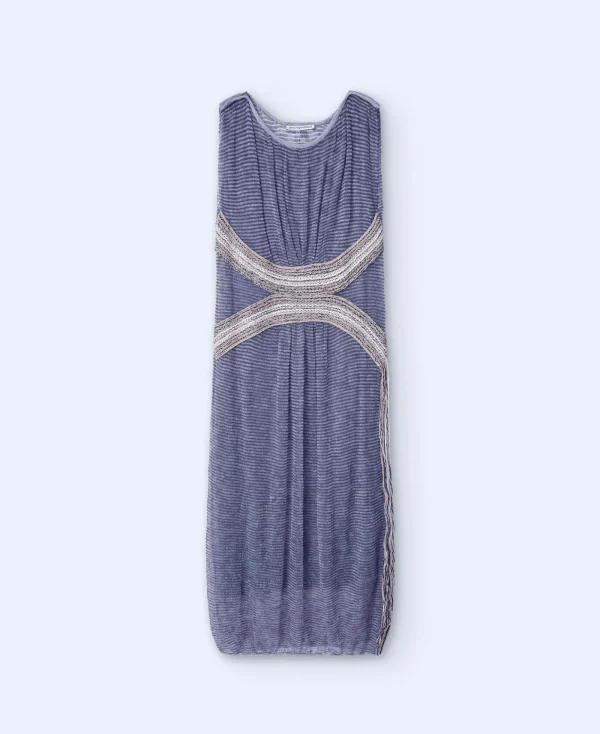 Adolfo Dominguez Robes & Combinaisons*Robe Longue Avec Application En Jacquard Gris Chine