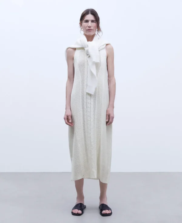 Adolfo Dominguez Robes & Combinaisons*Robe Sans Manches En Mailles Ajourees Creme