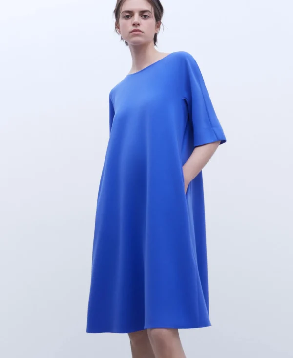 Adolfo Dominguez Robes & Combinaisons*Robe Unie Evasee Cobalt