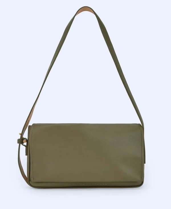 Adolfo Dominguez Sacs*Sac A Bandouliere Moyen A Texture Lisse Vert Fonce