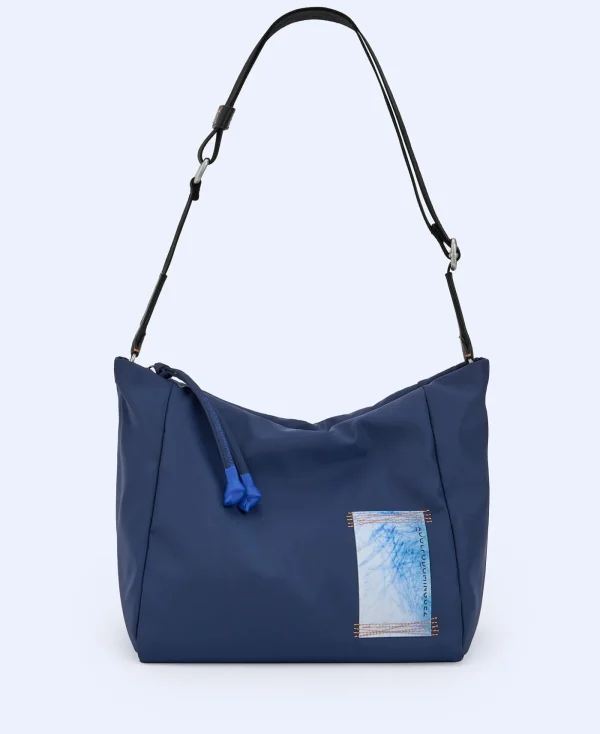 Adolfo Dominguez Sacs*Sac A Bandouliere Moyen En Tissu Matelasse Bleu Marine