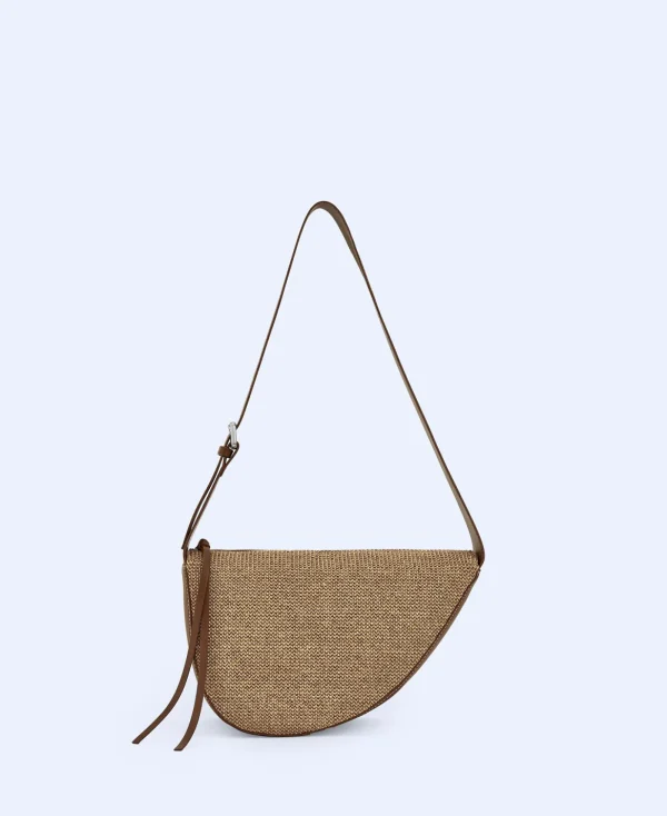 Adolfo Dominguez Sacs*Sac A Bandouliere Moyen En Tissu Tresse Naturel