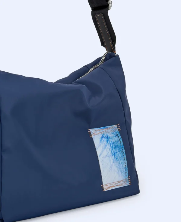 Adolfo Dominguez Sacs*Sac A Bandouliere Moyen En Tissu Matelasse Bleu Marine