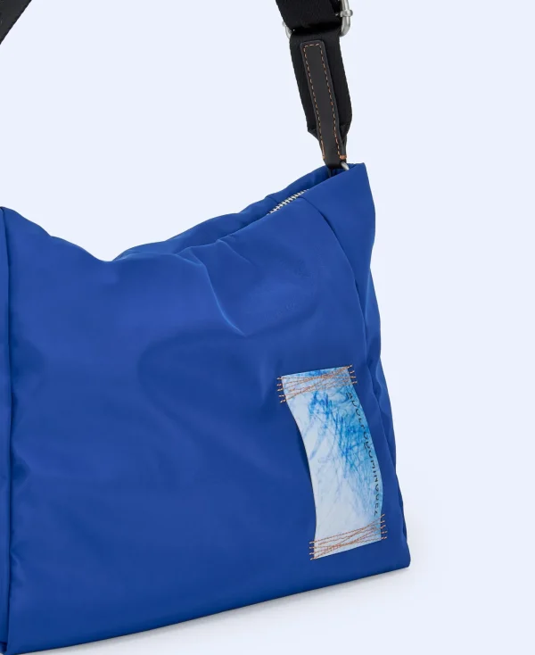 Adolfo Dominguez Sacs*Sac A Bandouliere Moyen En Tissu Matelasse Bleu Encre