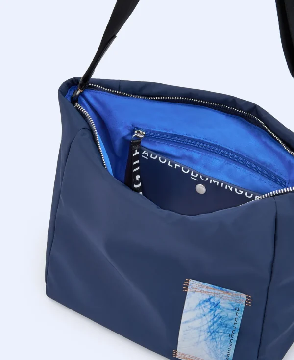 Adolfo Dominguez Sacs*Sac A Bandouliere Moyen En Tissu Matelasse Bleu Marine