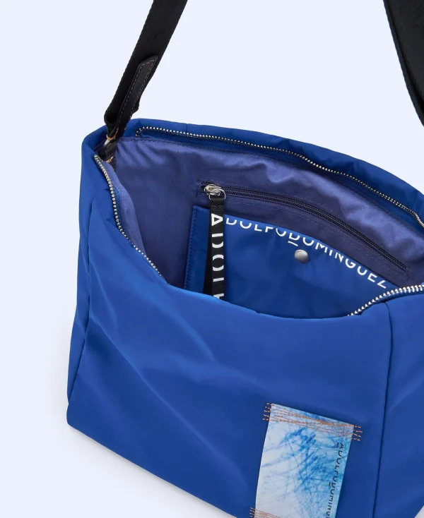 Adolfo Dominguez Sacs*Sac A Bandouliere Moyen En Tissu Matelasse Bleu Encre