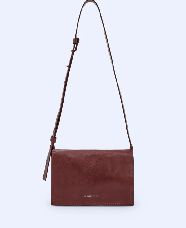 Adolfo Dominguez Sacs*Sac Besace A Bandouliere En Cuir De Vachette Bordeaux