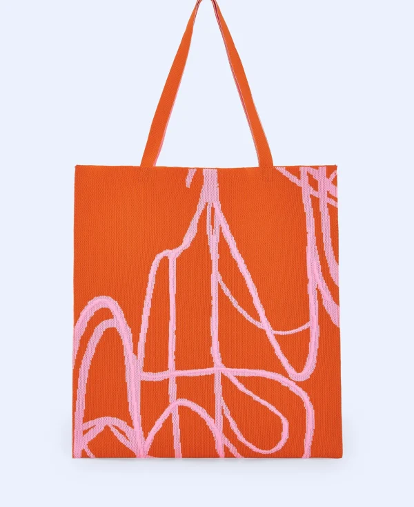 Adolfo Dominguez Sacs*Sac Cabas En Maille Imprimee Orange