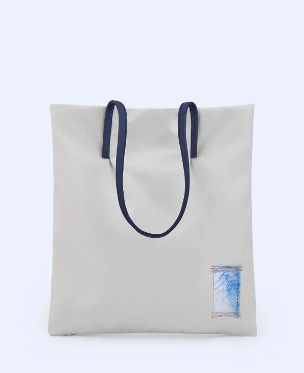 Adolfo Dominguez Sacs*Sac Cabas En Tissu Matelasse Blanc Casse