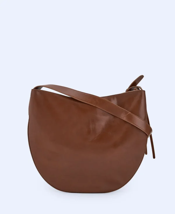 Adolfo Dominguez Sacs*Sac Hobo Arrondi En Cuir Responsable Cuir Fonce