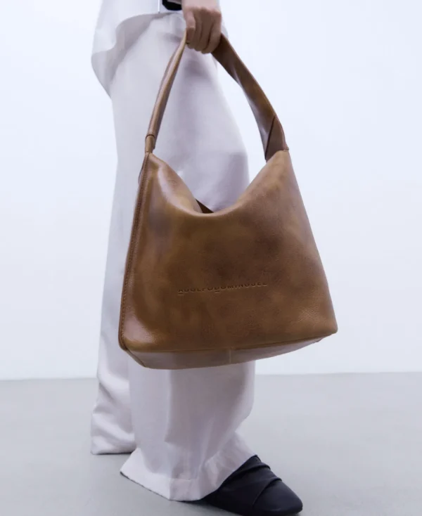 Adolfo Dominguez Sacs*Sac Hobo Moyen En Craquele Cuir