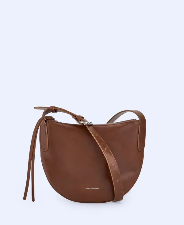 Adolfo Dominguez Sacs*Sac Hobo Moyen En Cuir Responsable Cuir Fonce