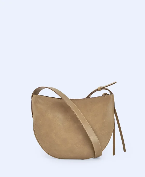 Adolfo Dominguez Sacs*Sac Hobo Moyen En Cuir Responsable Taupe/Beige