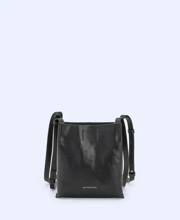 Adolfo Dominguez Sacs*Sac Seau A Bandouliere En Cuir De Vachette Noir