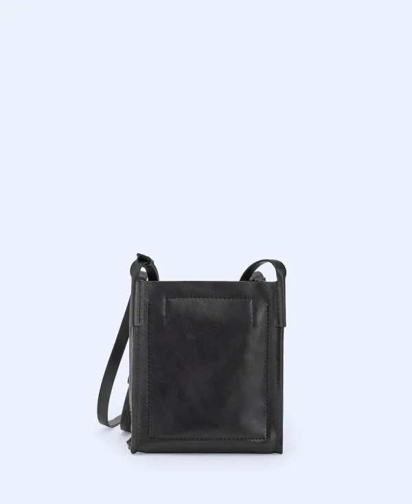 Adolfo Dominguez Sacs*Sac Seau A Bandouliere En Cuir De Vachette Noir